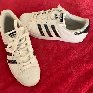 Adidas superstar snake skin sneakers